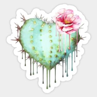 Cactus heart watercolor purple flower Sticker